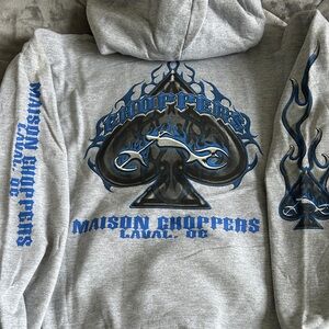 Gildan Gray and Blue vintage custom choppers hoodie size med brand new no tags